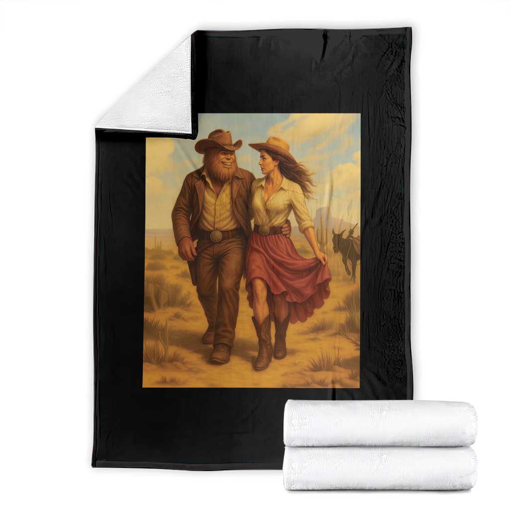 Cowboy Bigfoot Throw Blanket Funny Sasquatch Dancing Cowgirl Western Country TS14 Black Print Your Wear