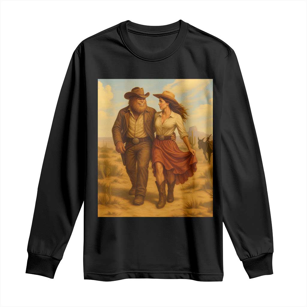 Cowboy Bigfoot Long Sleeve Shirt Funny Sasquatch Dancing Cowgirl Western Country TS14 Black Print Your Wear