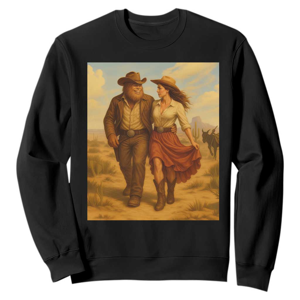 Cowboy Bigfoot Sweatshirt Funny Sasquatch Dancing Cowgirl Western Country TS14 Black Print Your Wear