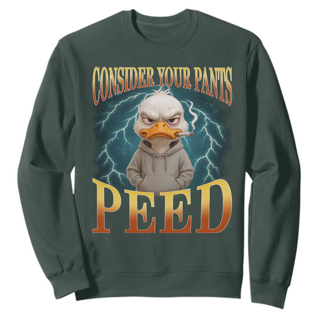 Funny Smoking Goose Meme Sweatshirt Consider Your Pants Peed TS14 Dark Forest Green Print Your Wear