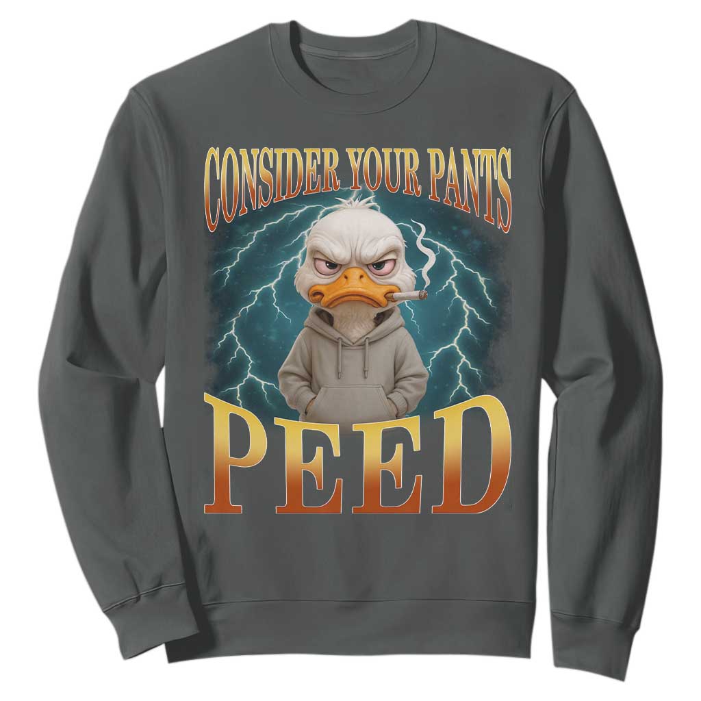 Funny Smoking Goose Meme Sweatshirt Consider Your Pants Peed TS14 Dark Heather Print Your Wear