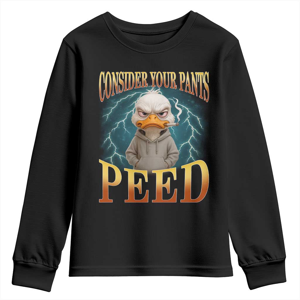 Funny Smoking Goose Meme Youth Sweatshirt Consider Your Pants Peed TS14 Black Print Your Wear