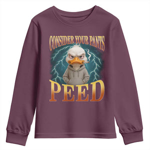 Funny Smoking Goose Meme Youth Sweatshirt Consider Your Pants Peed TS14 Maroon Print Your Wear