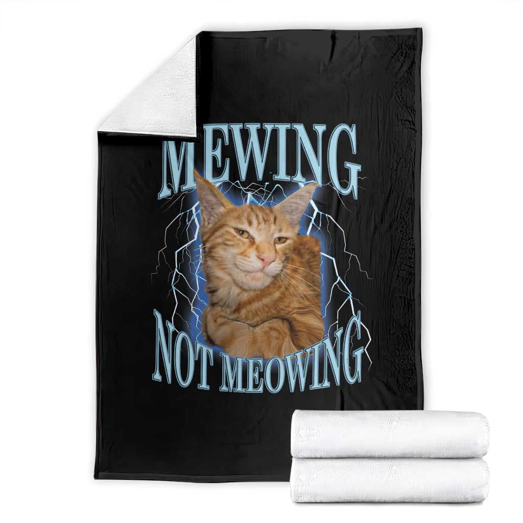 Mewing Not Meowing Throw Blanket Funny Cat Meme TS14 Black Print Your Wear