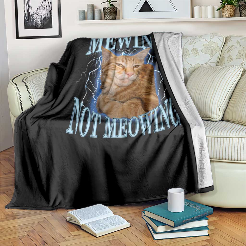 Mewing Not Meowing Throw Blanket Funny Cat Meme TS14 Print Your Wear