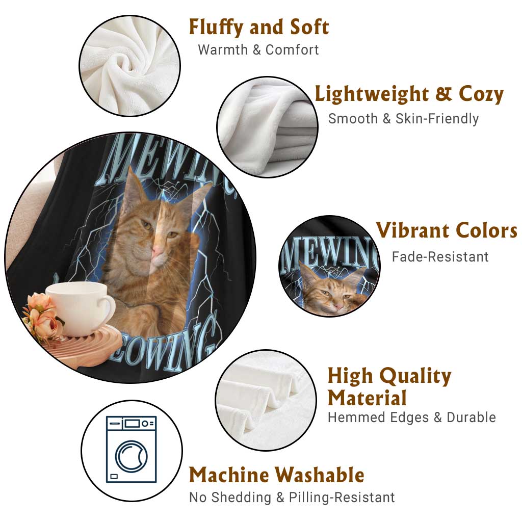 Mewing Not Meowing Throw Blanket Funny Cat Meme TS14 Print Your Wear