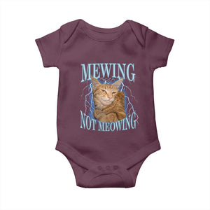 Mewing Not Meowing Baby Onesie Funny Cat Meme TS14 Maroon Print Your Wear