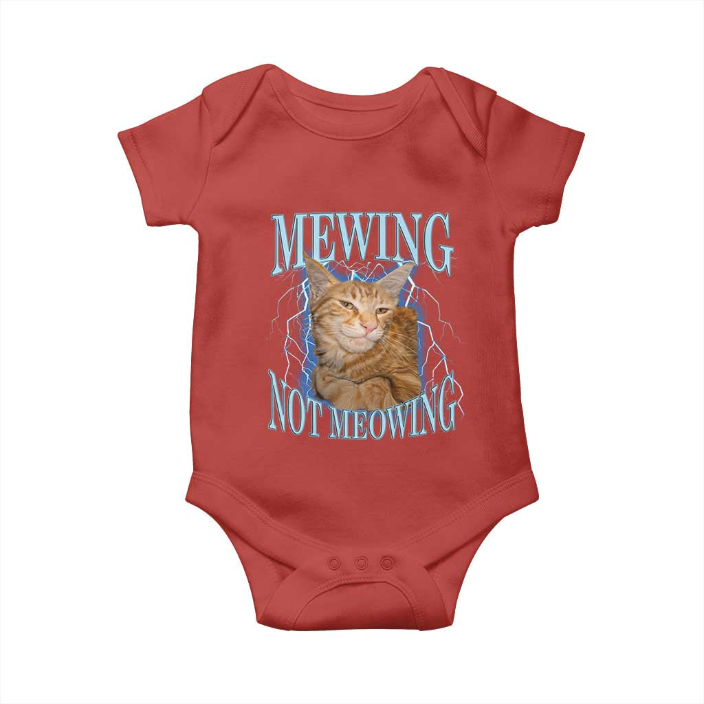 Mewing Not Meowing Baby Onesie Funny Cat Meme TS14 Red Print Your Wear