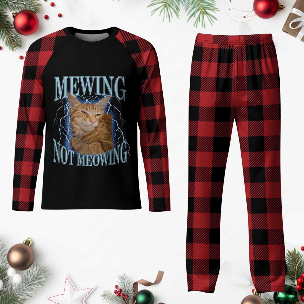 Mewing Not Meowing Plaid Pajama Set Funny Cat Meme TS14 Buffalo Plaid Print Your Wear