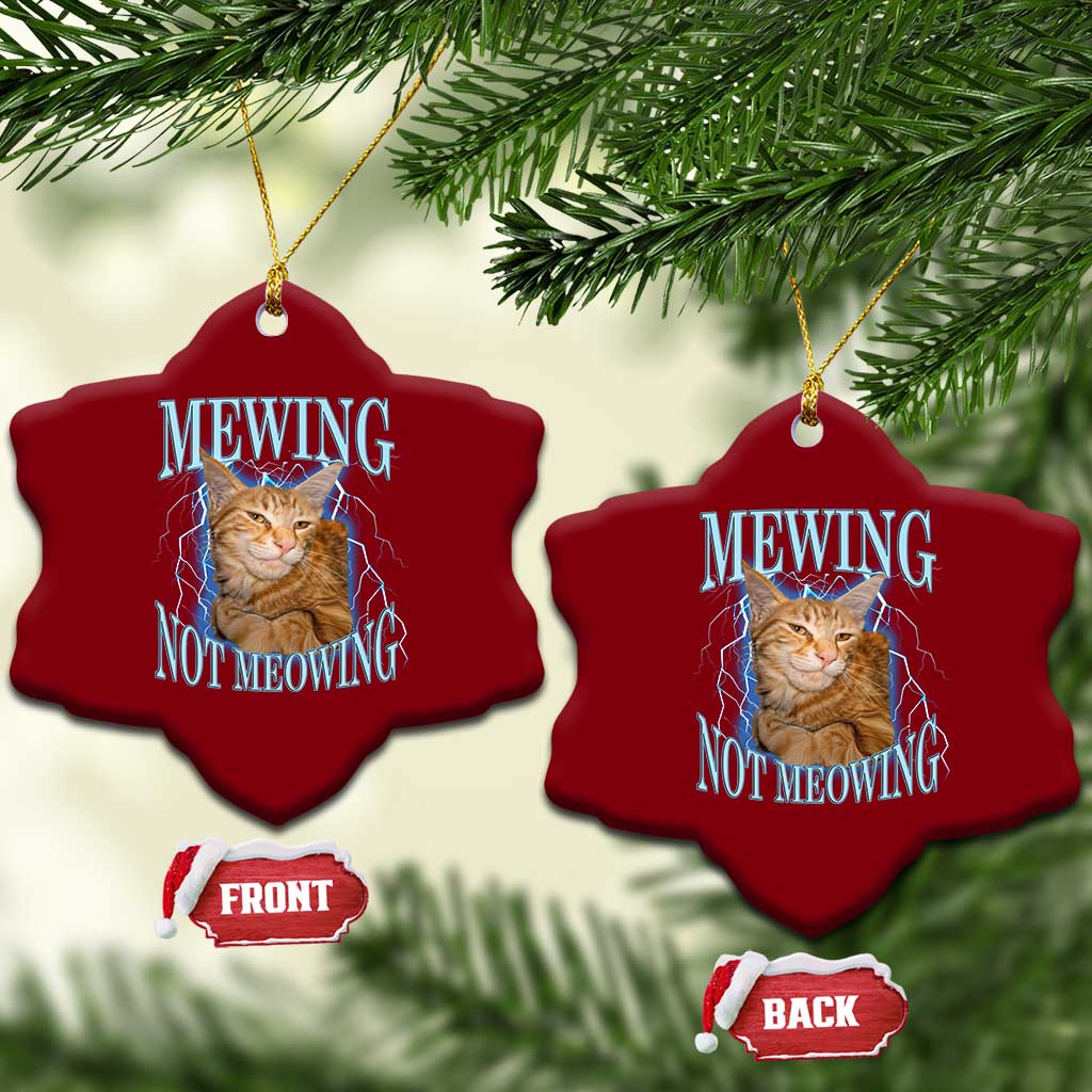 Mewing Not Meowing Ceramic Ornament Funny Cat Meme TS14 Print Your Wear