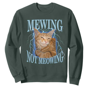 Mewing Not Meowing Sweatshirt Funny Cat Meme TS14 Dark Forest Green Print Your Wear