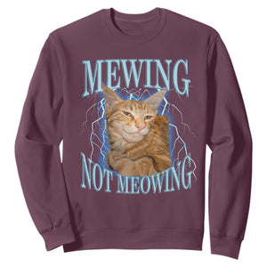 Mewing Not Meowing Sweatshirt Funny Cat Meme TS14 Maroon Print Your Wear