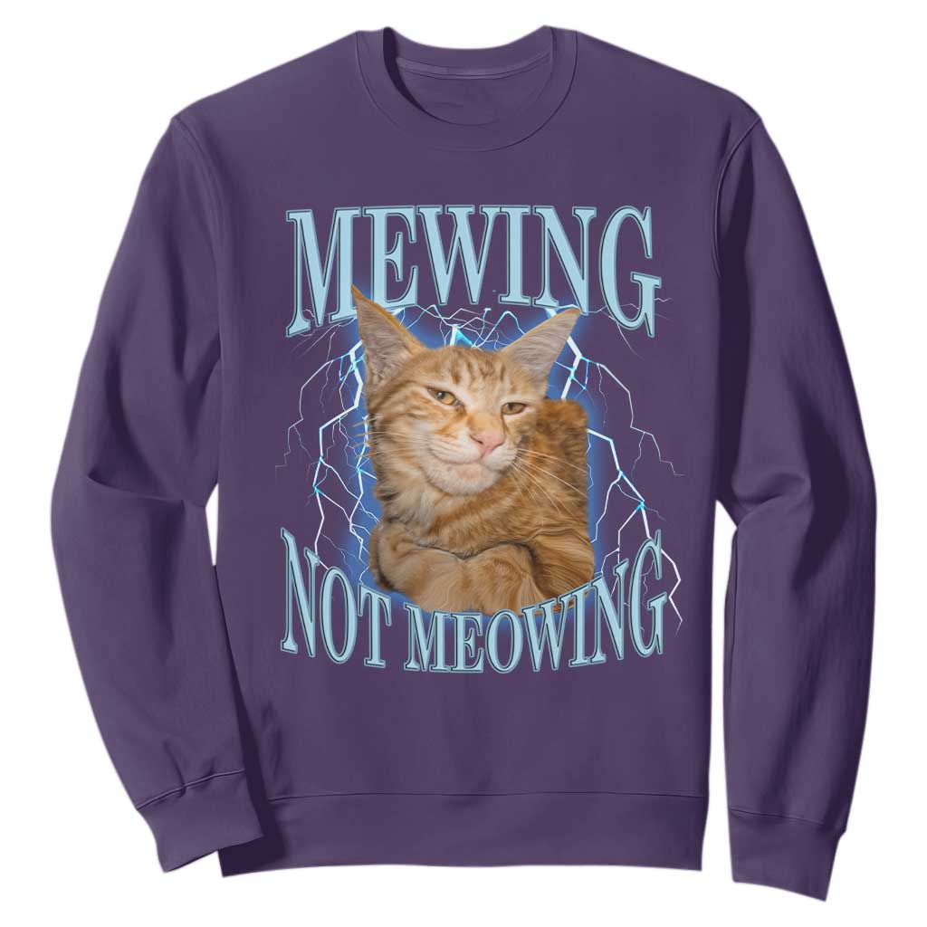 Mewing Not Meowing Sweatshirt Funny Cat Meme TS14 Purple Print Your Wear