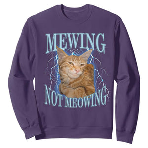 Mewing Not Meowing Sweatshirt Funny Cat Meme TS14 Purple Print Your Wear