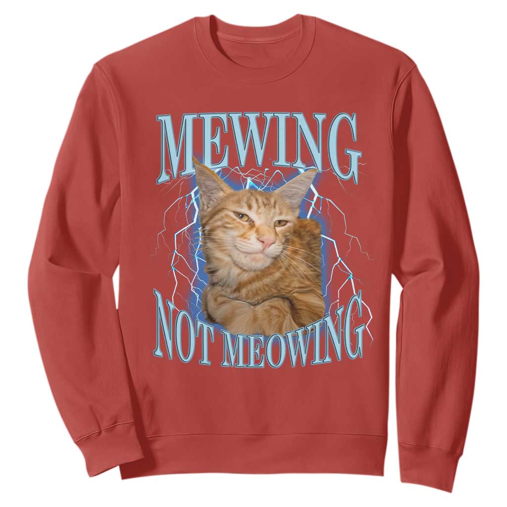 Mewing Not Meowing Sweatshirt Funny Cat Meme TS14 Red Print Your Wear