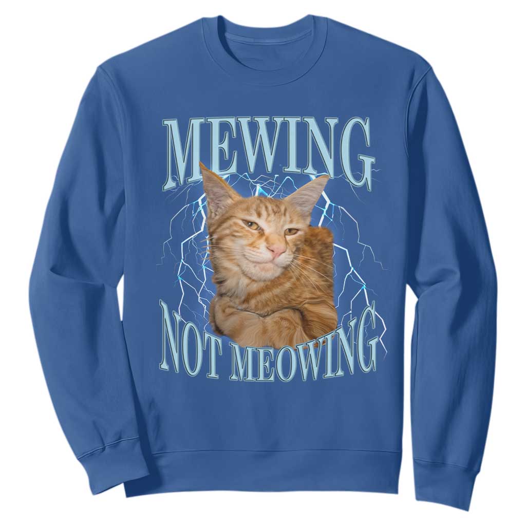 Mewing Not Meowing Sweatshirt Funny Cat Meme TS14 Royal Blue Print Your Wear