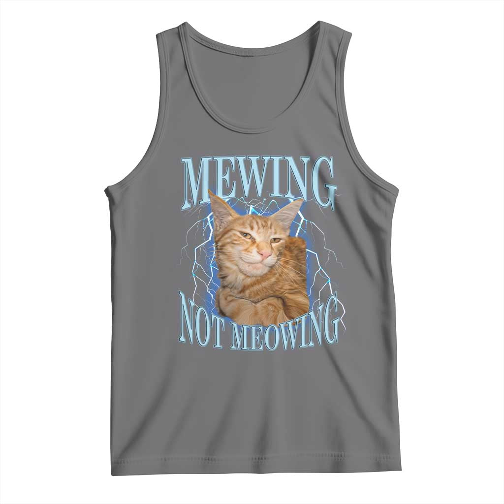 Mewing Not Meowing Tank Top Funny Cat Meme TS14 Black Heather Print Your Wear