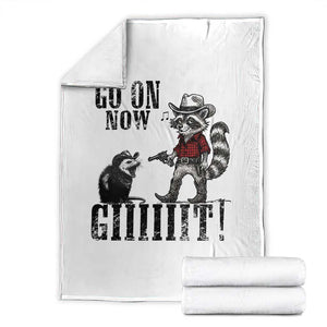 Funny Cowboy Raccoon Opossum Throw Blanket Go On Now Git TS14 Black Print Your Wear