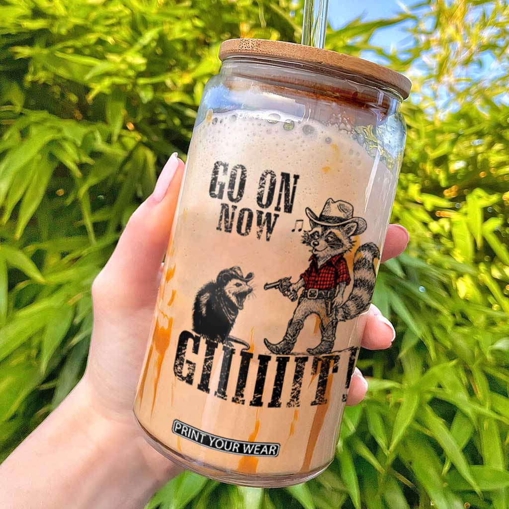 Funny Cowboy Raccoon Opossum Glass Can Go On Now Git TS14 White Print Your Wear