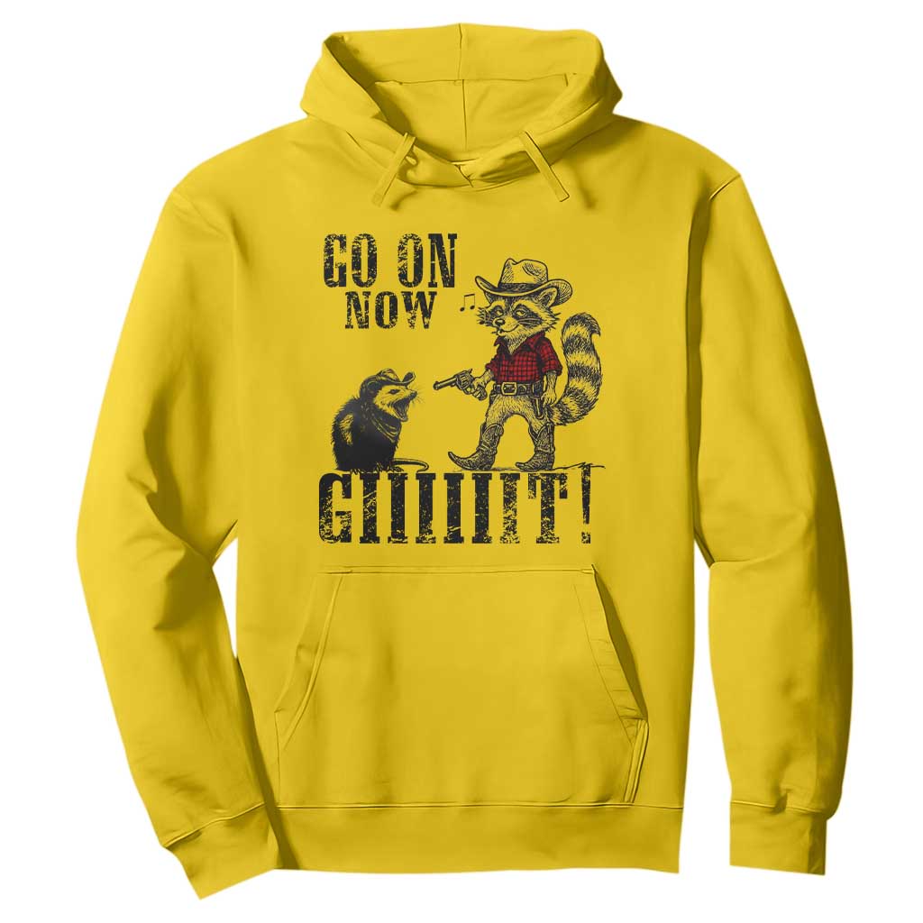 Funny Cowboy Raccoon Opossum Hoodie Go On Now Git TS14 Daisy Print Your Wear