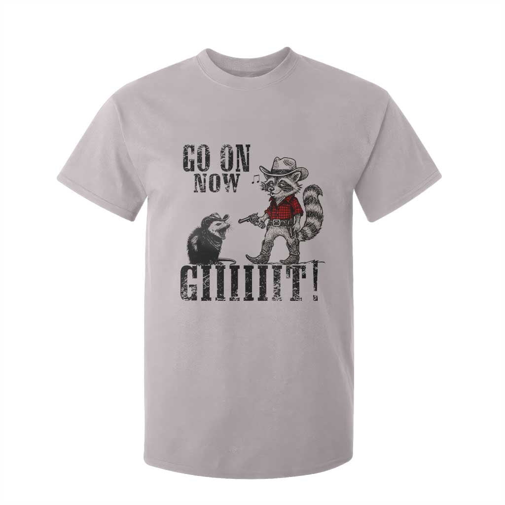 Funny Cowboy Raccoon Opossum T Shirt For Kid Go On Now Git TS14 Ice Gray Print Your Wear