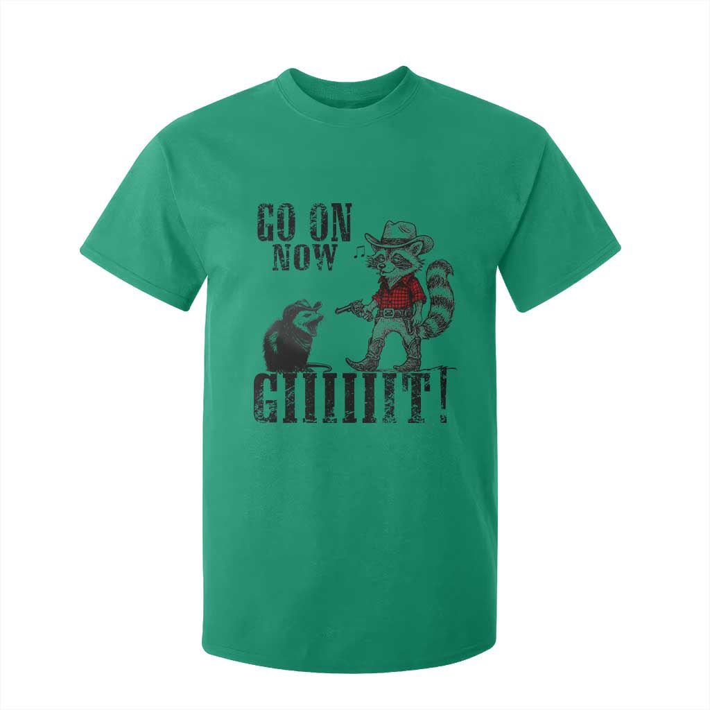 Funny Cowboy Raccoon Opossum T Shirt For Kid Go On Now Git TS14 Irish Green Print Your Wear