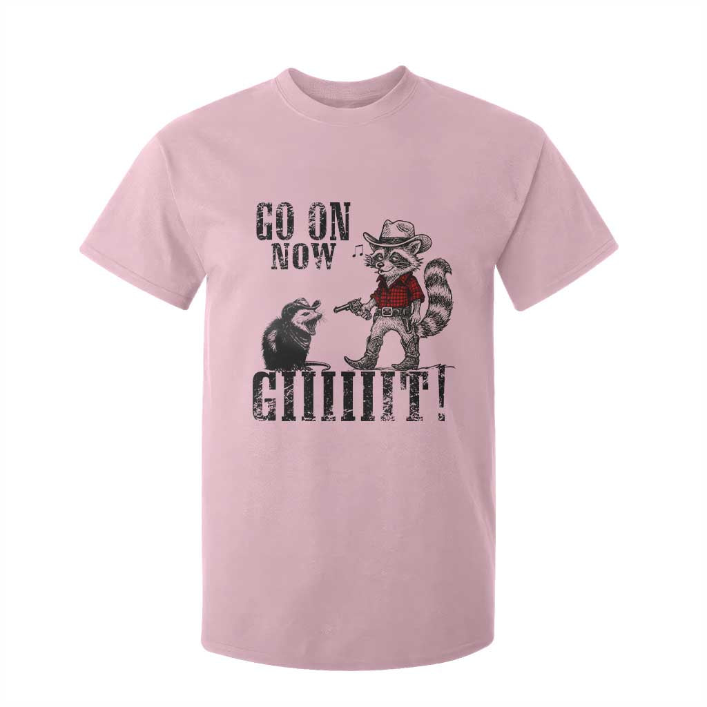 Funny Cowboy Raccoon Opossum T Shirt For Kid Go On Now Git TS14 Light Pink Print Your Wear
