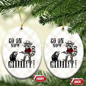 Funny Cowboy Raccoon Opossum Ceramic Ornament Go On Now Git TS14 Print Your Wear