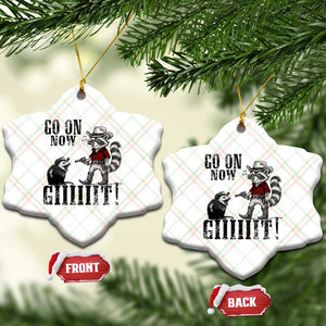 Funny Cowboy Raccoon Opossum Ceramic Ornament Go On Now Git TS14 Print Your Wear