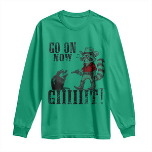 Funny Cowboy Raccoon Opossum Long Sleeve Shirt Go On Now Git TS14 Irish Green Print Your Wear