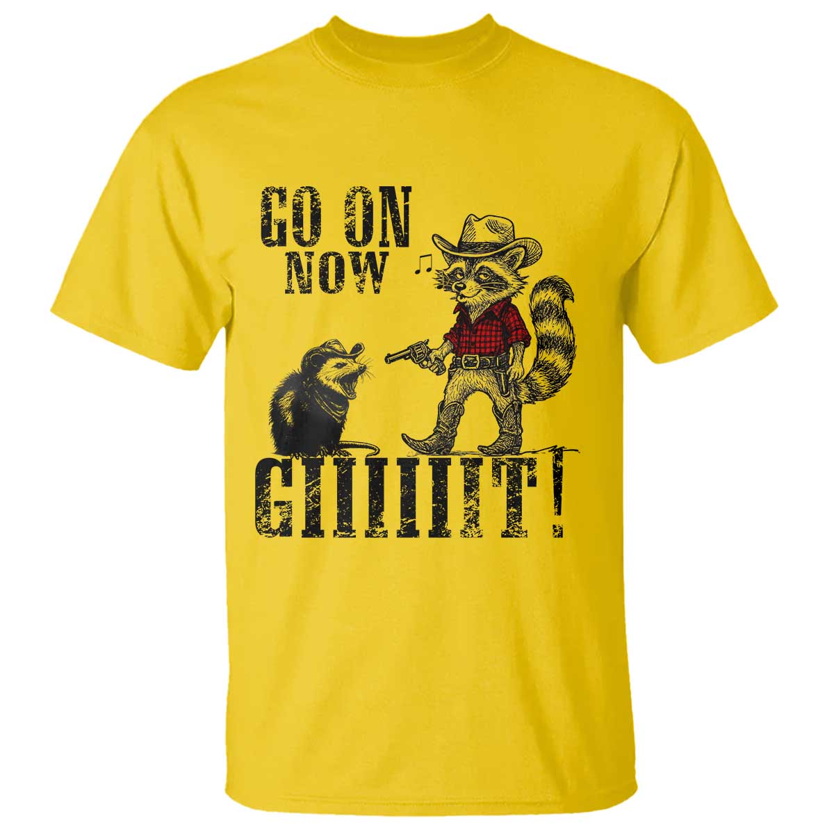 Funny Cowboy Raccoon Opossum T Shirt Go On Now Git TS14 Daisy Print Your Wear