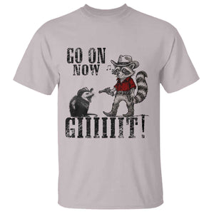 Funny Cowboy Raccoon Opossum T Shirt Go On Now Git TS14 Ice Gray Print Your Wear
