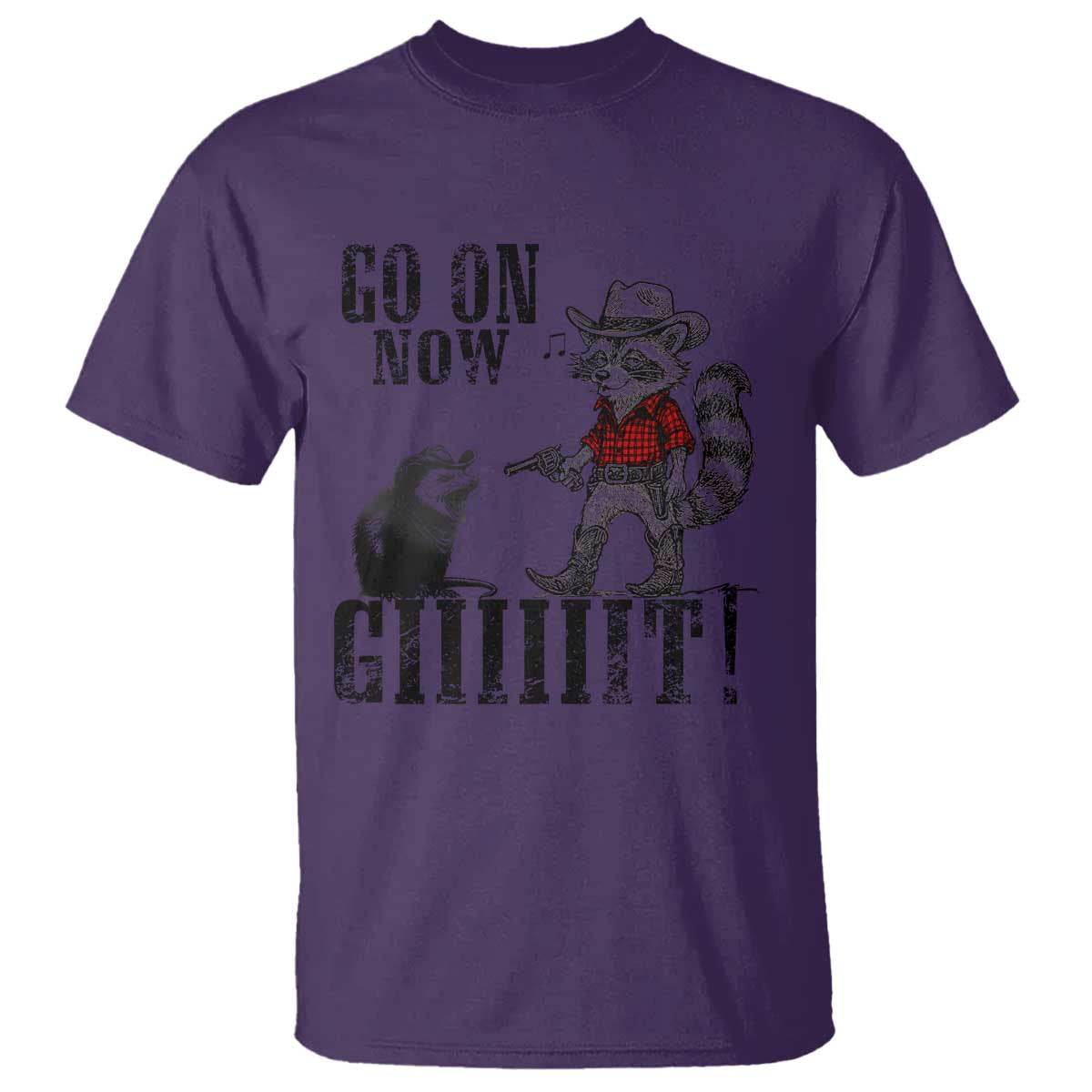 Funny Cowboy Raccoon Opossum T Shirt Go On Now Git TS14 Purple Print Your Wear