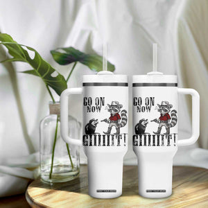 Funny Cowboy Raccoon Opossum Tumbler With Handle Go On Now Git TS14 Print Your Wear