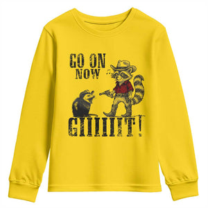 Funny Cowboy Raccoon Opossum Youth Sweatshirt Go On Now Git TS14 Daisy Print Your Wear