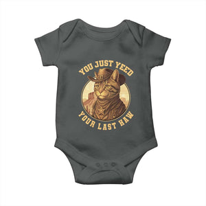 Cowboy Cat Baby Onesie You Just Yeehaw Your Last Haw TS14 Dark Heather Print Your Wear