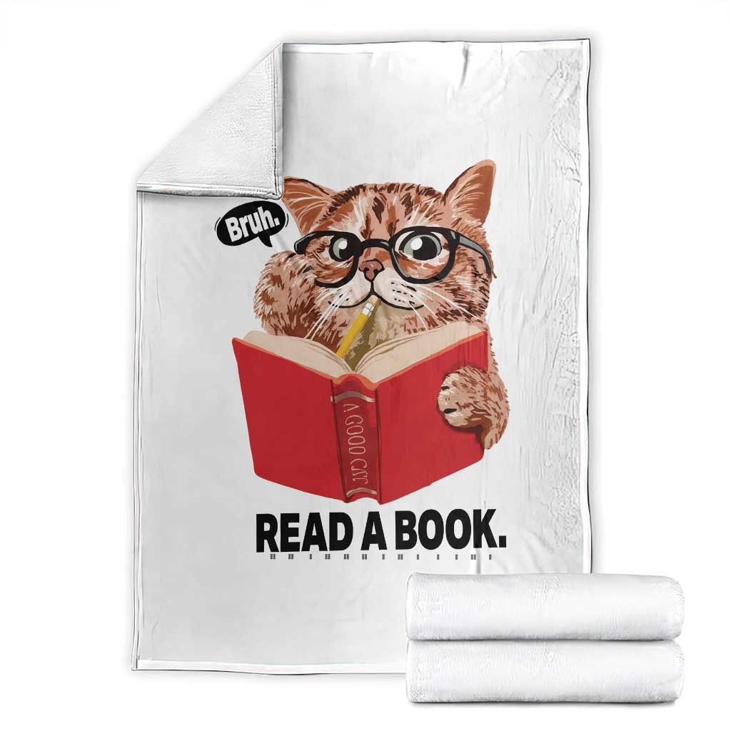 Funny Cat Reading Throw Blanket Book Lover TS14 Black Print Your Wear