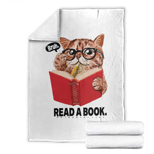 Funny Cat Reading Throw Blanket Book Lover TS14 Black Print Your Wear