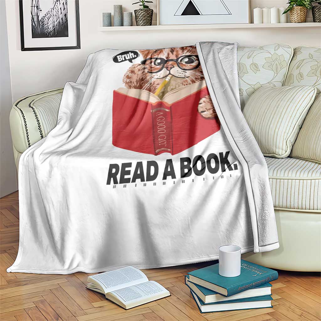 Funny Cat Reading Throw Blanket Book Lover TS14 Print Your Wear