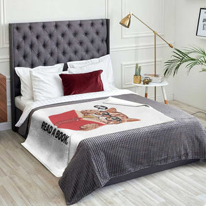 Funny Cat Reading Throw Blanket Book Lover TS14 Print Your Wear