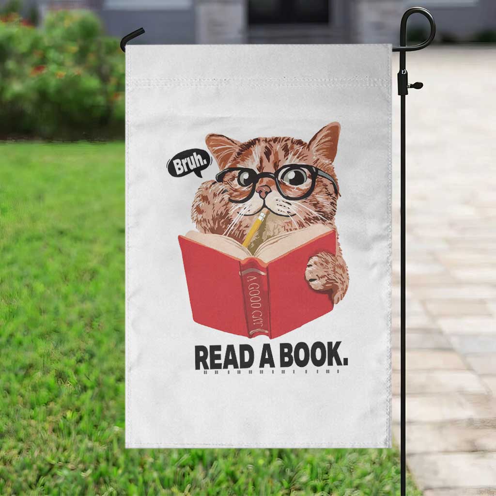 Funny Cat Reading Garden Flag Book Lover TS14 Print Your Wear