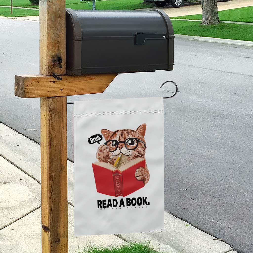 Funny Cat Reading Garden Flag Book Lover TS14 Print Your Wear