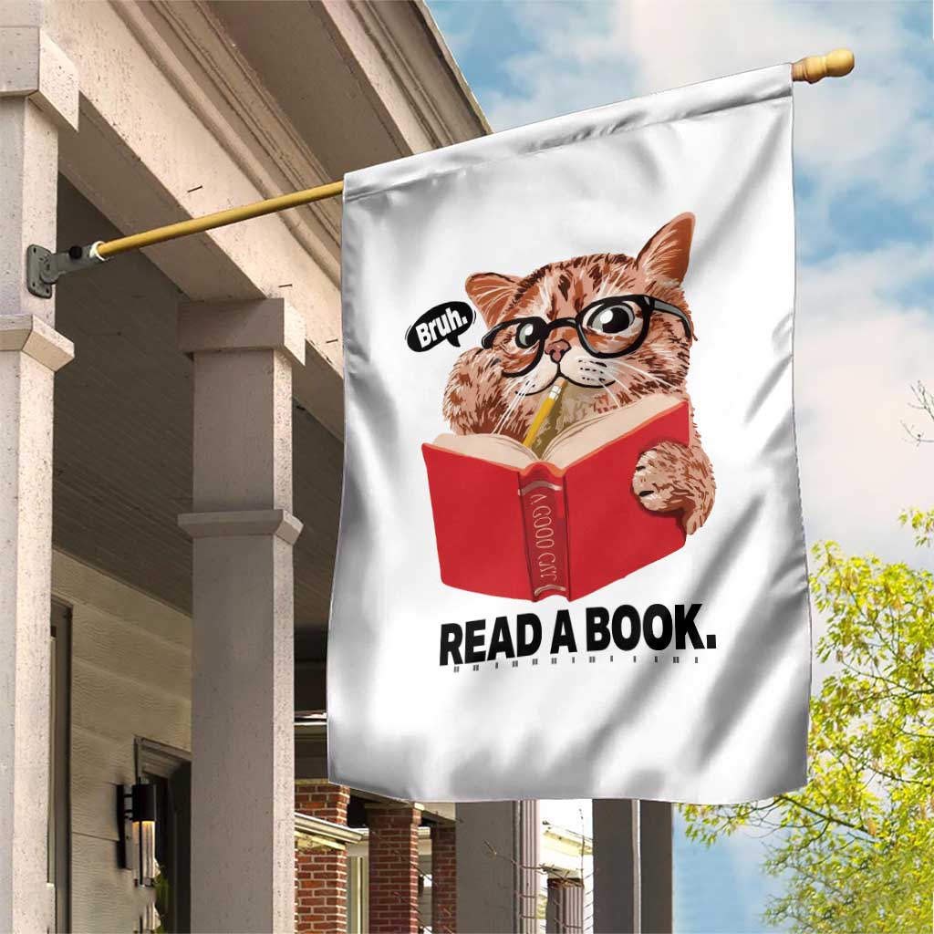 Funny Cat Reading Garden Flag Book Lover TS14 Print Your Wear