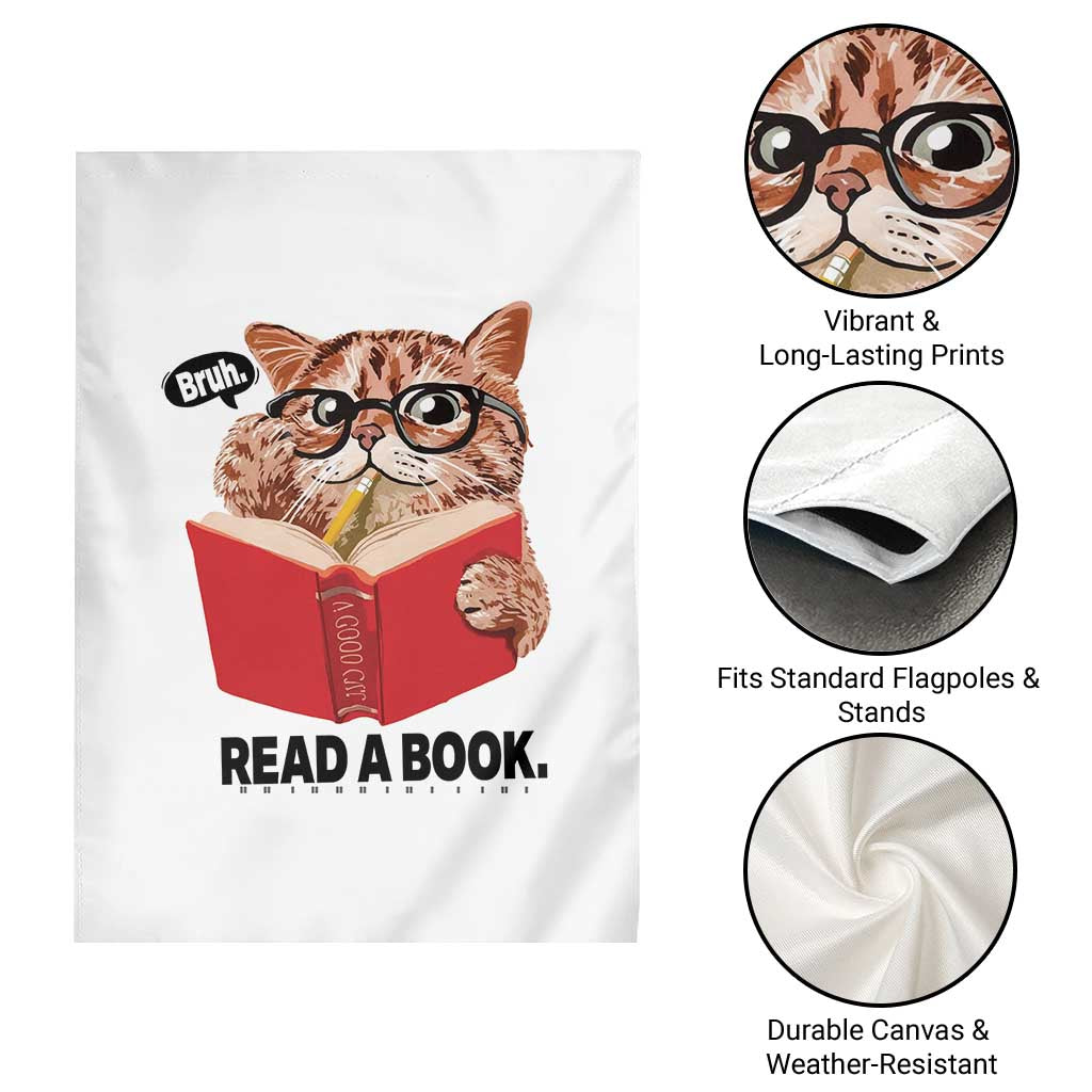 Funny Cat Reading Garden Flag Book Lover TS14 Print Your Wear