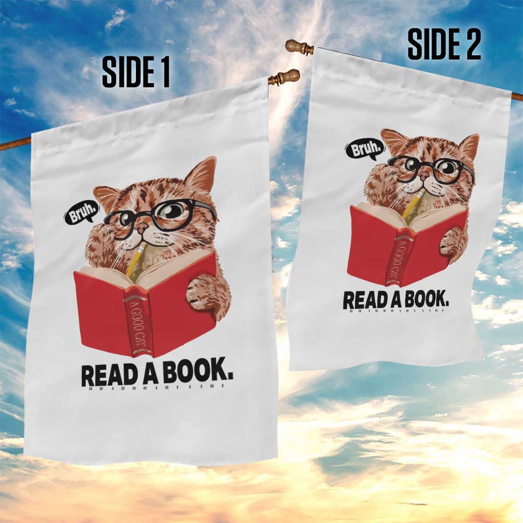 Funny Cat Reading Garden Flag Book Lover TS14 Print Your Wear