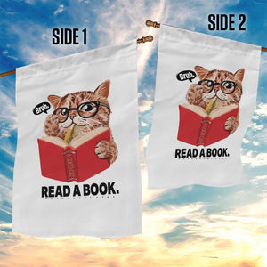 Funny Cat Reading Garden Flag Book Lover TS14 Print Your Wear
