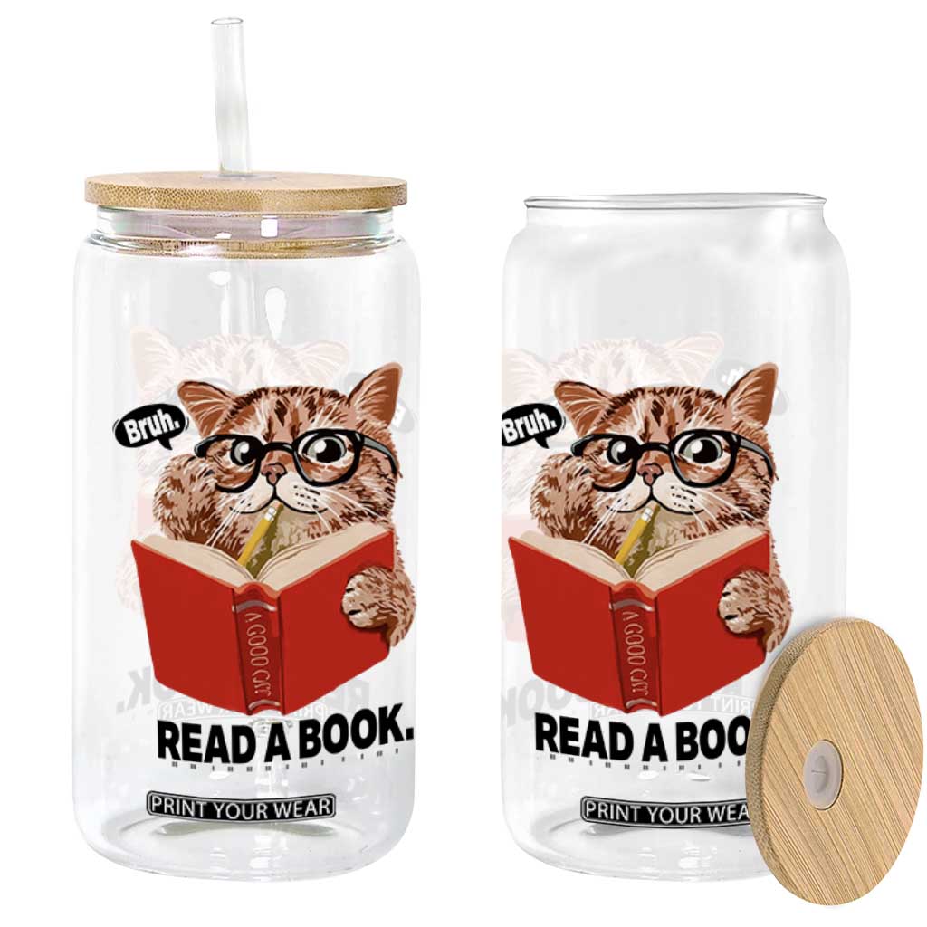 Funny Cat Reading Glass Can Book Lover TS14 Print Your Wear