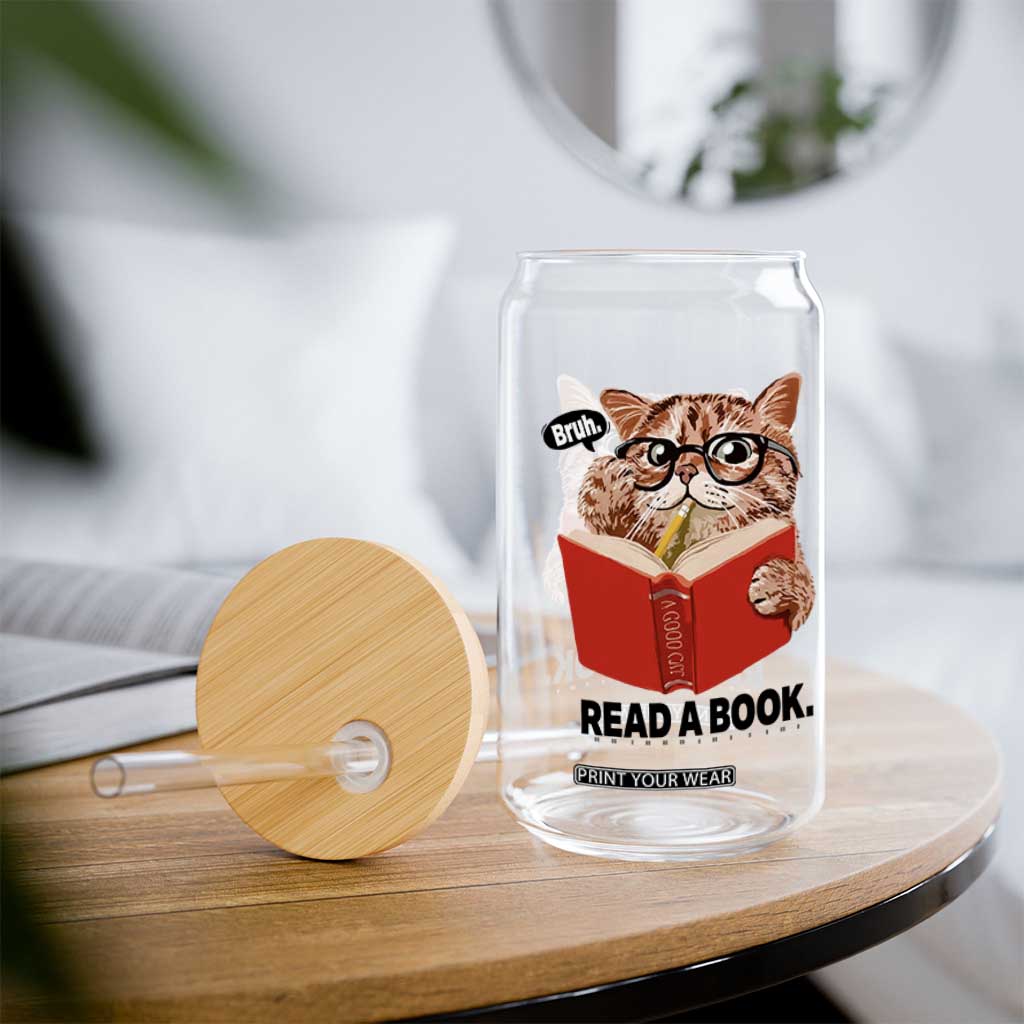 Funny Cat Reading Glass Can Book Lover TS14 Print Your Wear