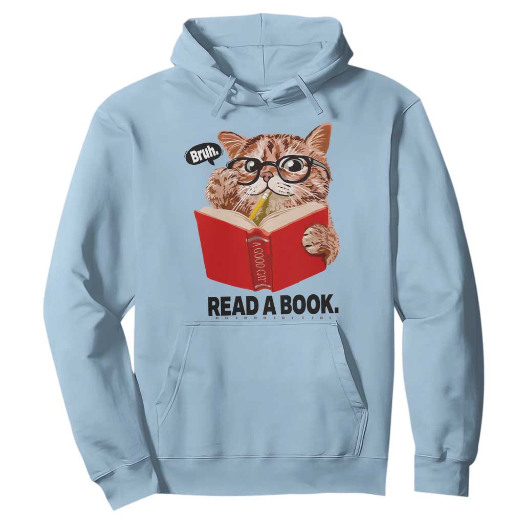 Funny Cat Reading Hoodie Book Lover TS14 Light Blue Print Your Wear