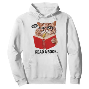 Funny Cat Reading Hoodie Book Lover TS14 White Print Your Wear